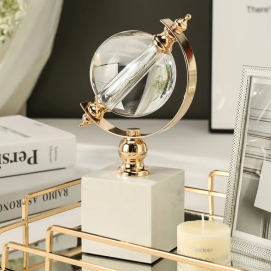 Marble base with a clear crystal ball