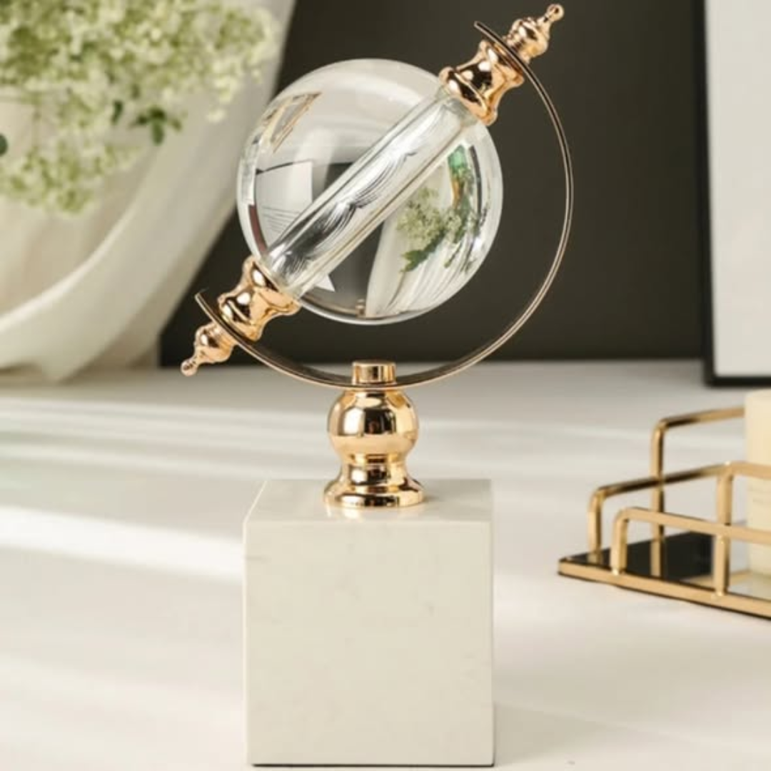 Marble base with a clear crystal ball