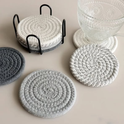 8pcs Absorbent Cotton Woven Drink Coasters