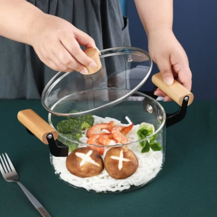 2 wooden handle cookware