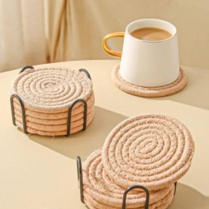 8pcs Absorbent Cotton Woven Drink Coasters
