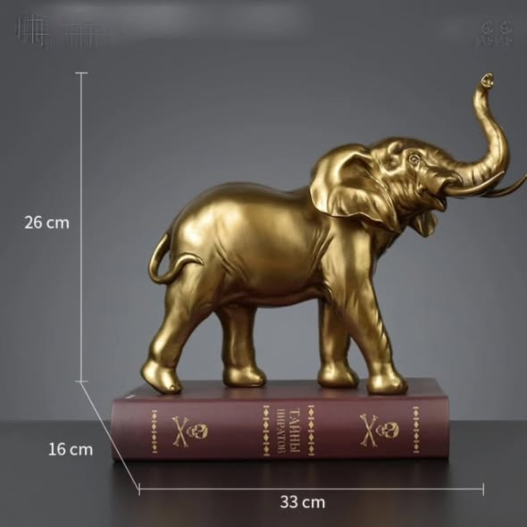 Golden Elephant Figurine Raised Trunk