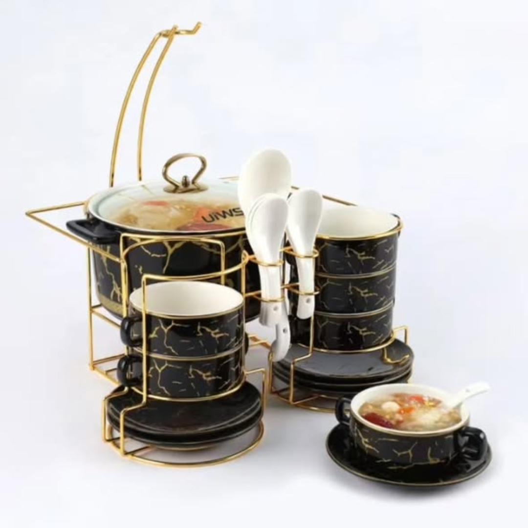 15pcs Nordic ceramic soup pot set