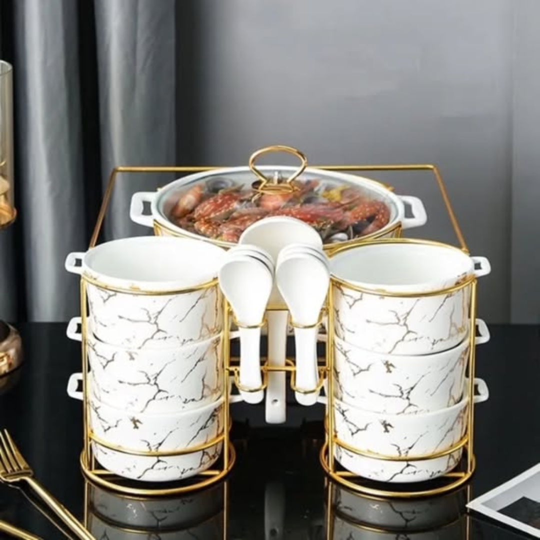 15pcs Nordic ceramic soup pot set