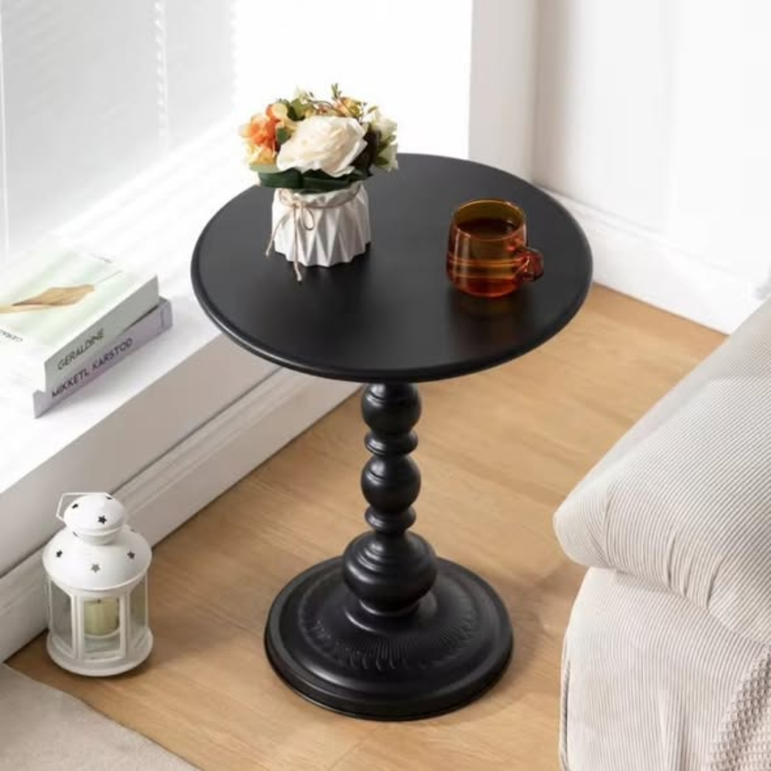 Iron Pedestal Side Table
