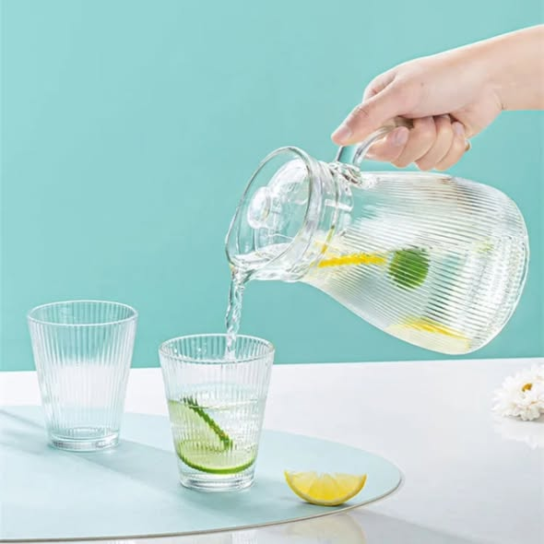 Ribbed glass jug