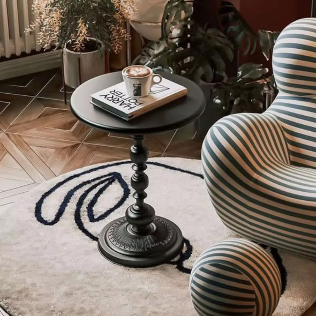 Iron Pedestal Side Table