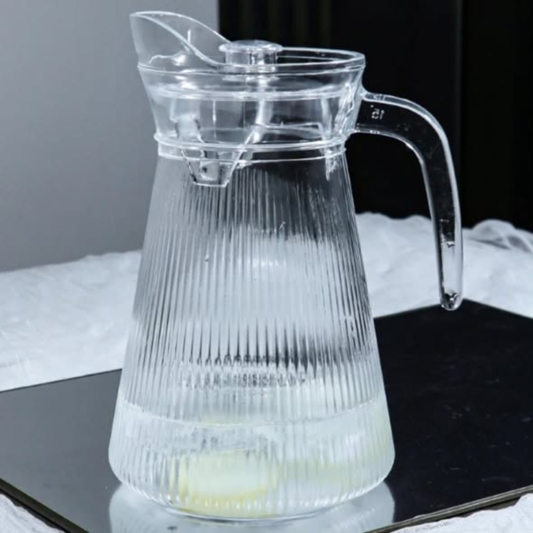 Ribbed glass jug