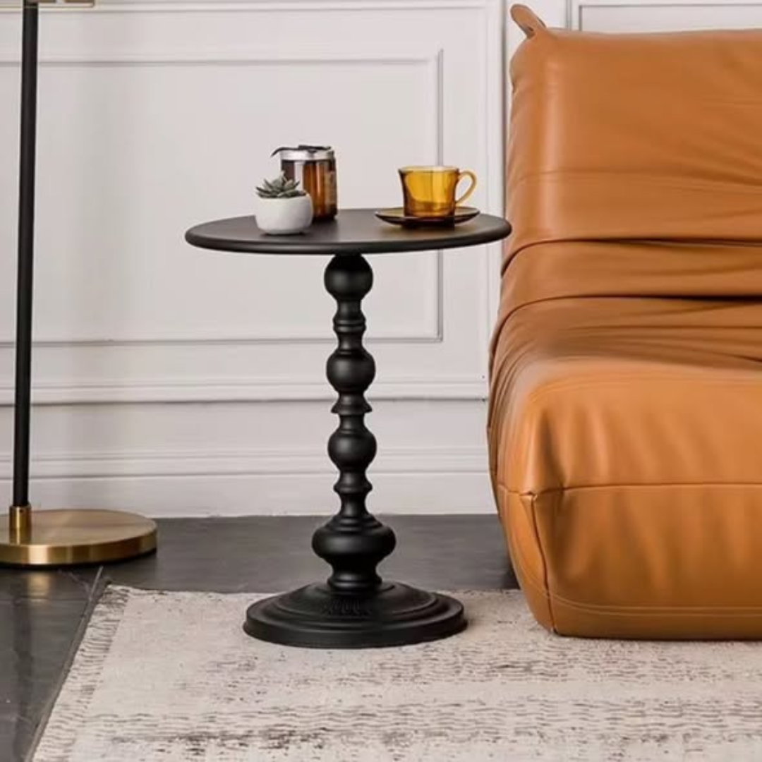Iron Pedestal Side Table