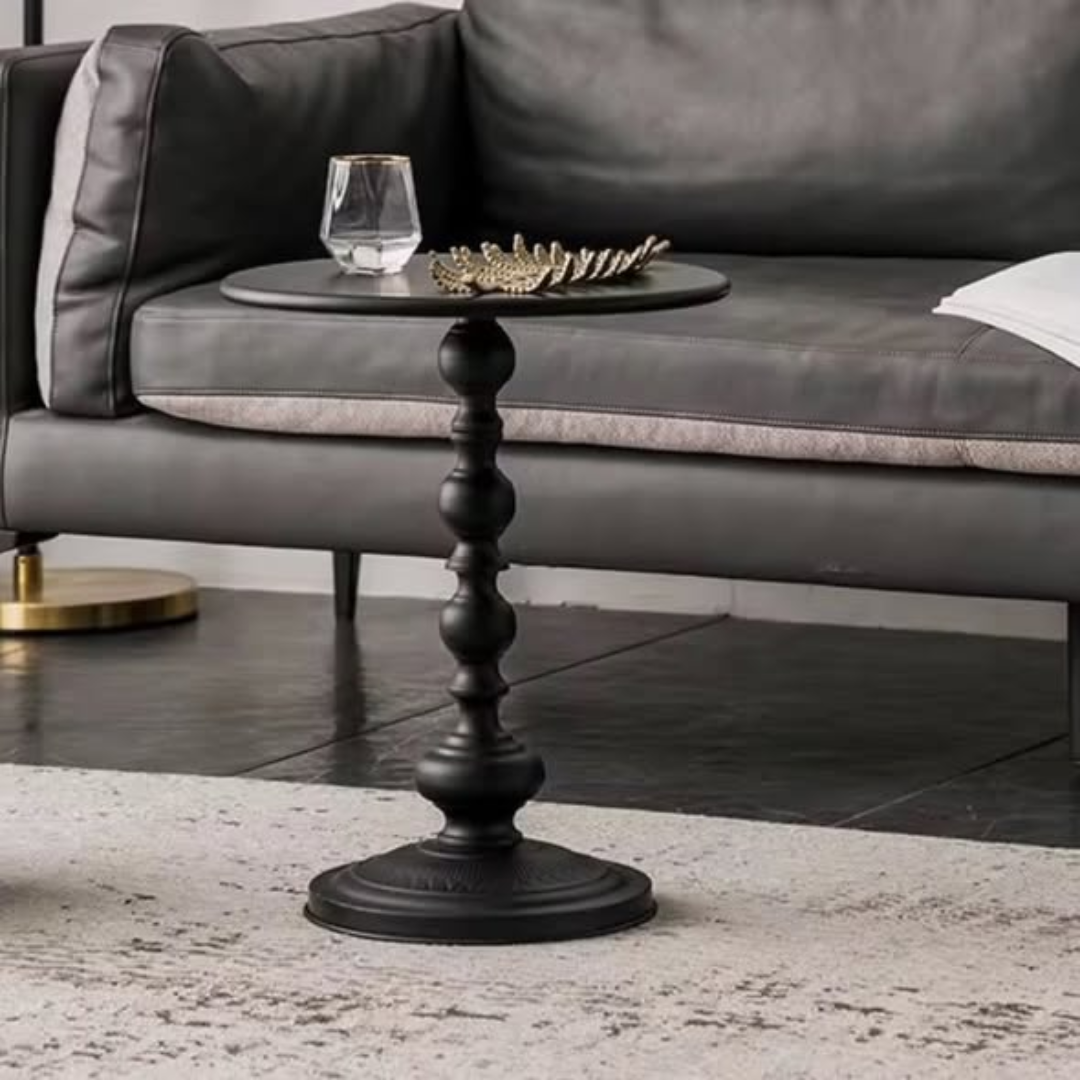 Iron Pedestal Side Table