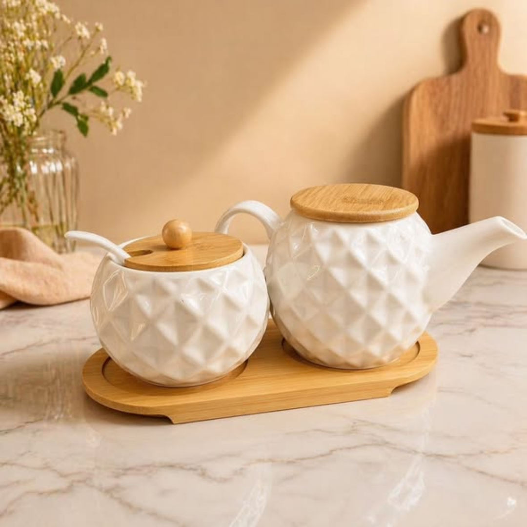 3 piece ceramic tea set