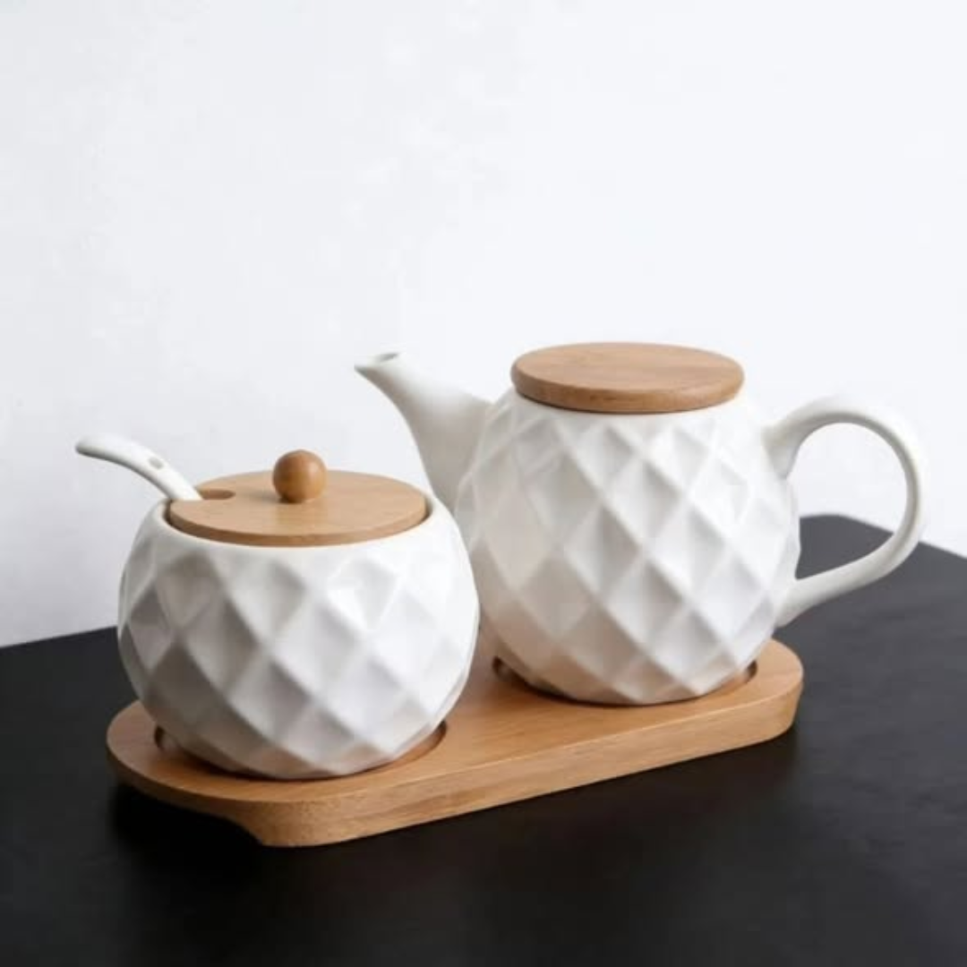 3 piece ceramic tea set