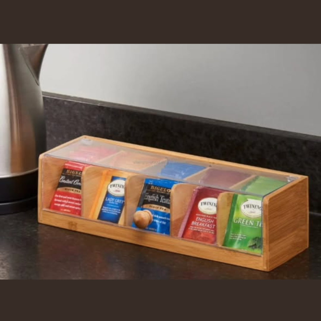 5 slot bamboo teabag Organizer