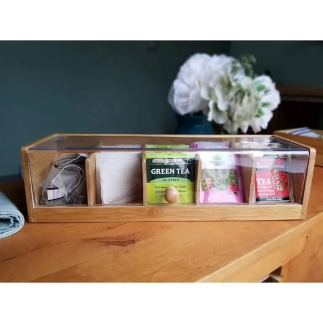 5 slot bamboo teabag Organizer
