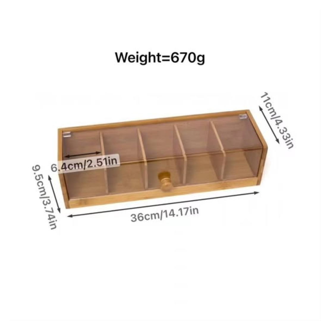 5 slot bamboo teabag Organizer