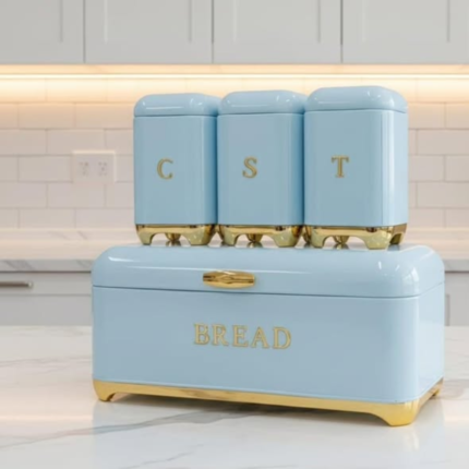 Three Canister Set with Touch of Gold