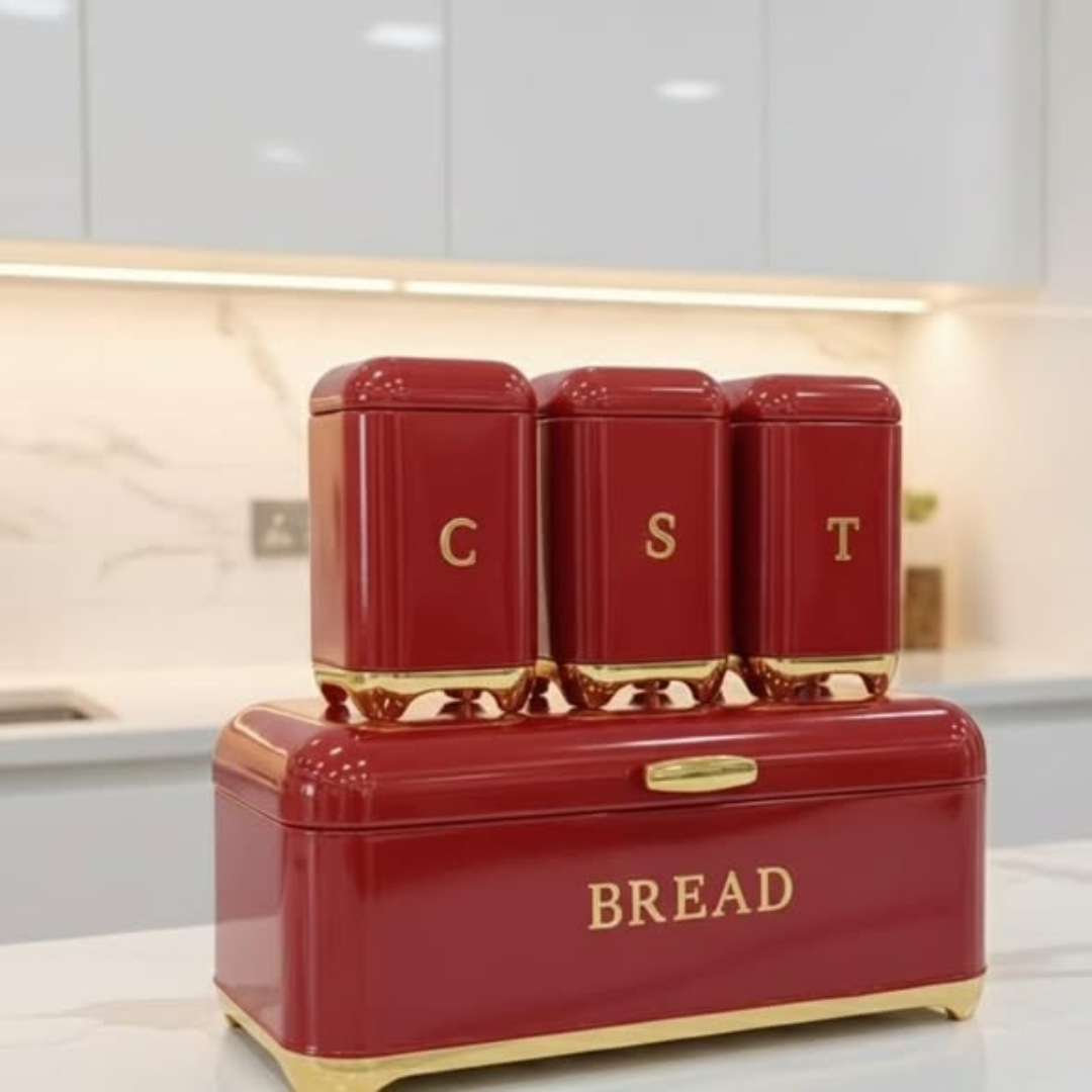 Three Canister Set with Touch of Gold