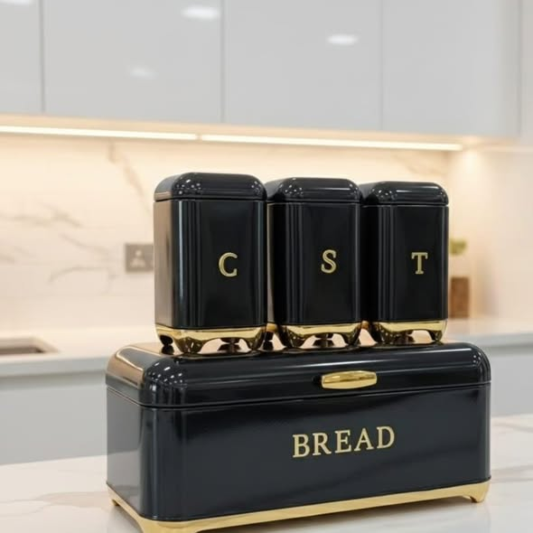 Three Canister Set with Touch of Gold