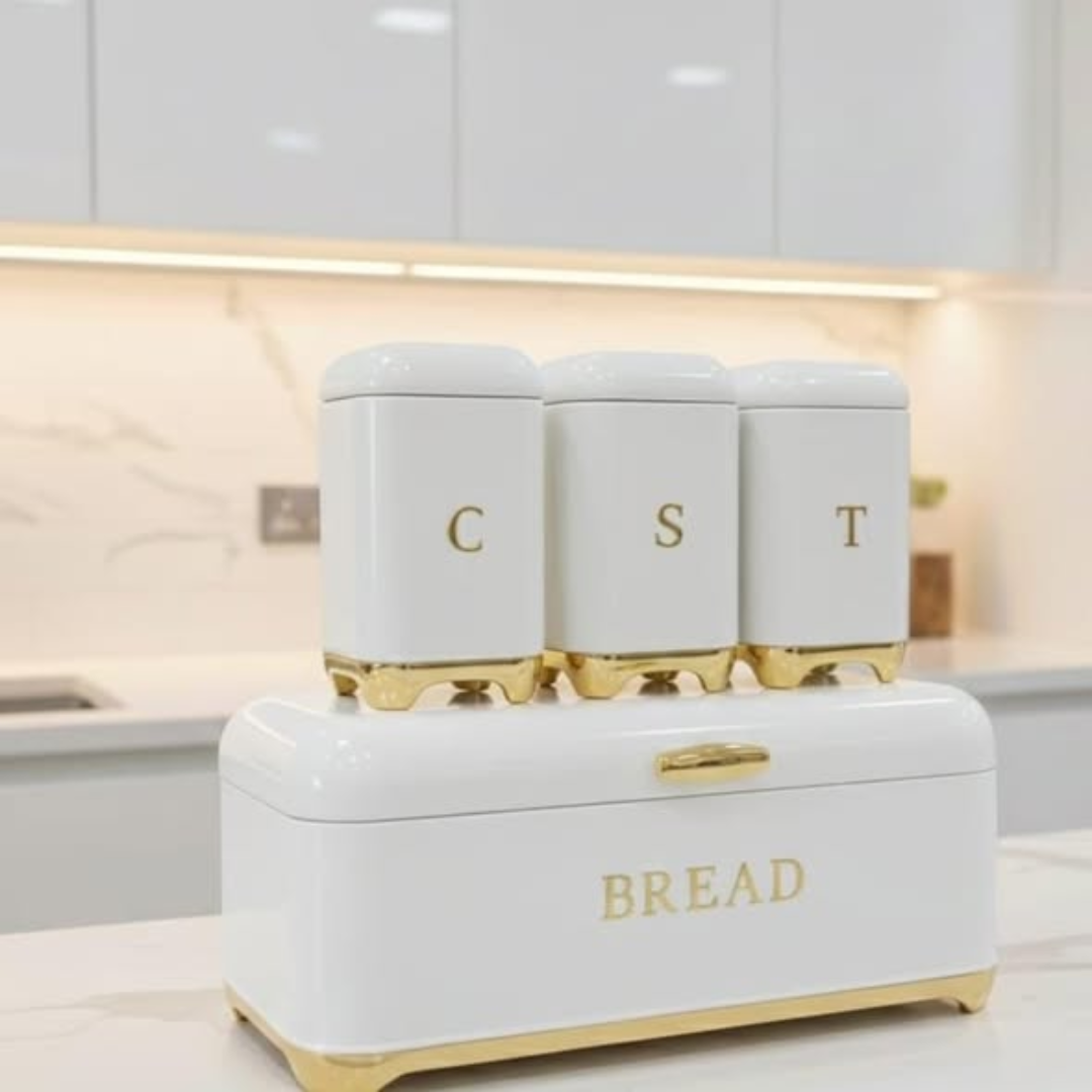 Three Canister Set with Touch of Gold
