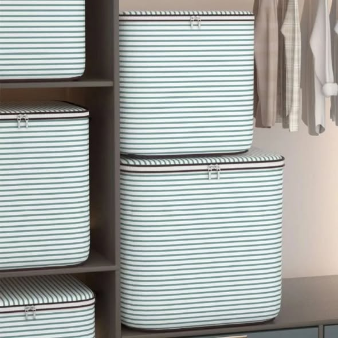 Striped Quilt Duvet / Closet Organizer / Luggage Storage Bags
