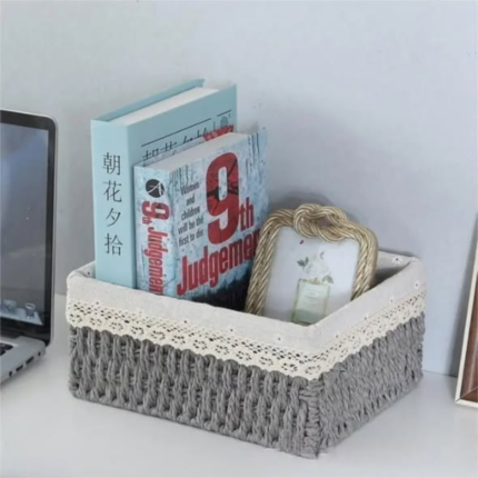 Woven paper rope baskets