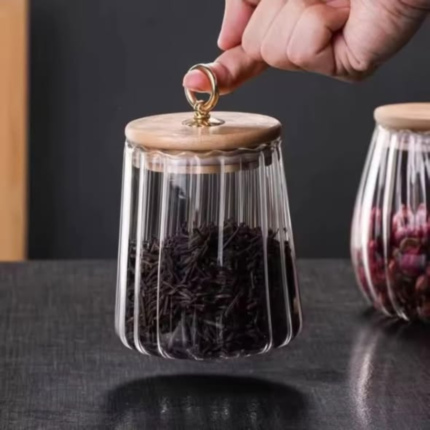 Glass Storage Jar With Bamboo Lid