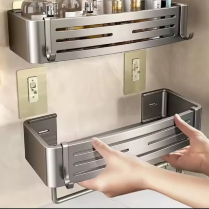 2pcs Aluminum Wall Mounted Bathroom Shelf Set