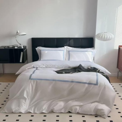 100% Pure Cotton Duvet Cover Set (Grey Stripes)
