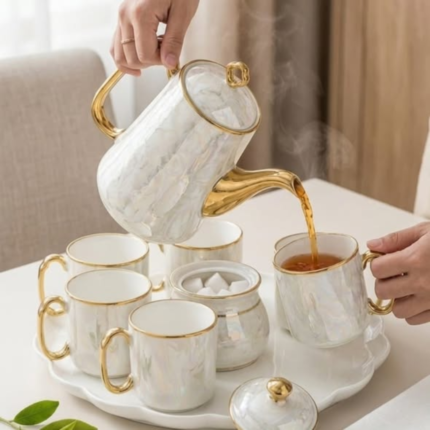 11pc Luxury Pearl Handle Tea Set
