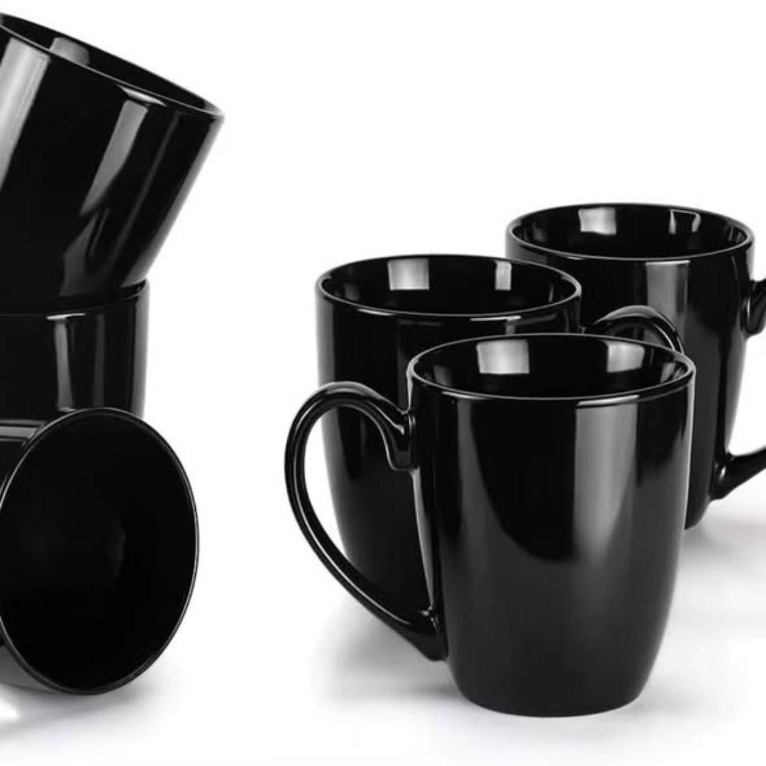 6 Pcs Black Ceramic Cups