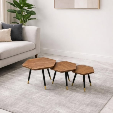 3pc Hexagonal Nesting Table Stools