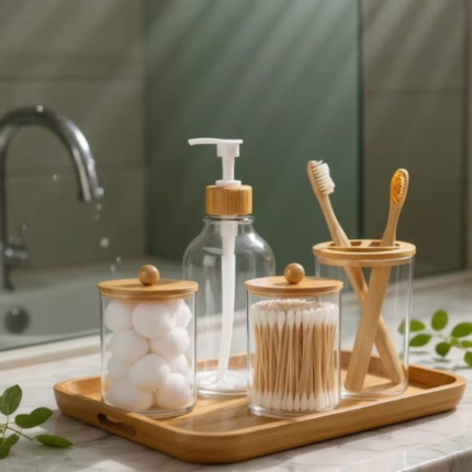 4pcs Bamboo Bathroom Accessories