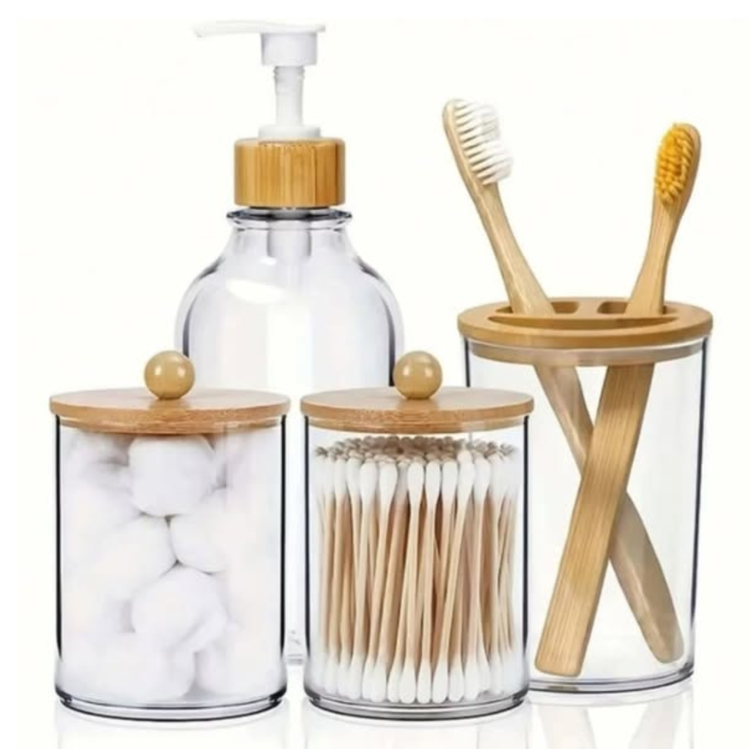 4pcs Bamboo Bathroom Accessories