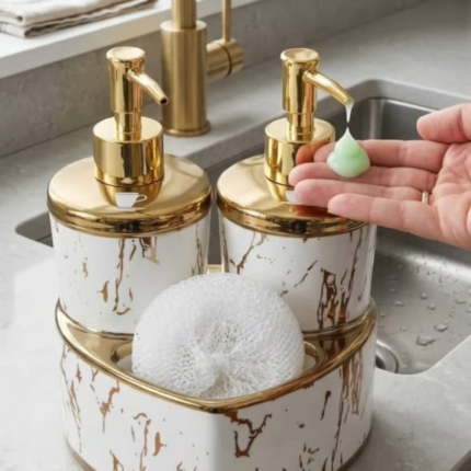Porcelain heart twins soap dispenser