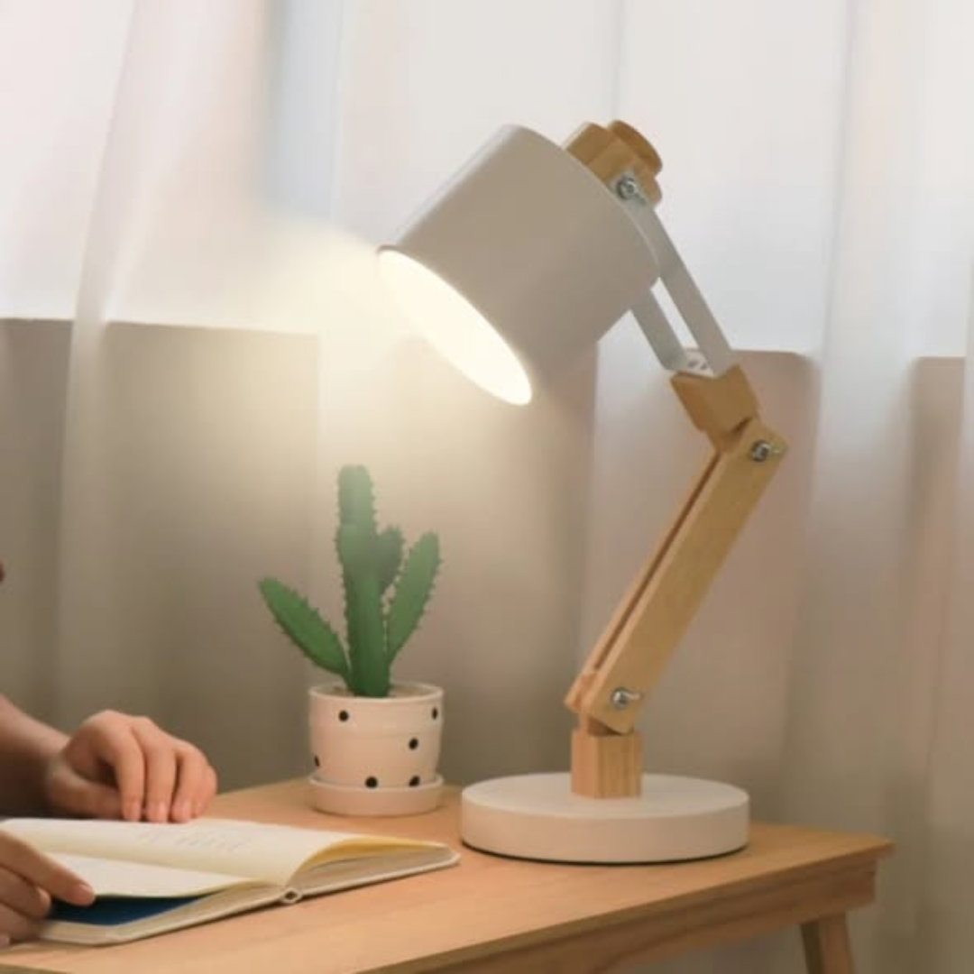 Adjustable Wooden Desk Lamp