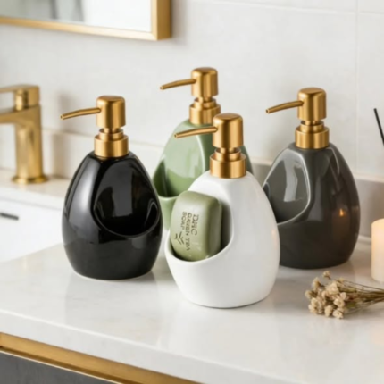 Ceramic Soap Dispenser with Sponge Holder