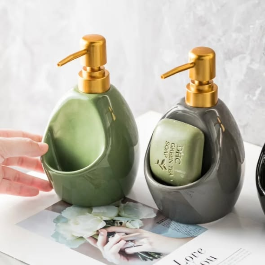 Ceramic Soap Dispenser with Sponge Holder
