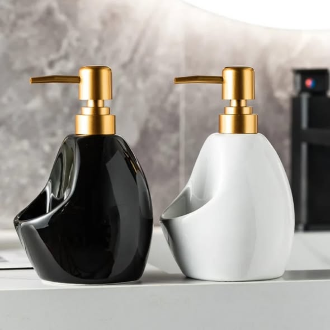 Ceramic Soap Dispenser with Sponge Holder