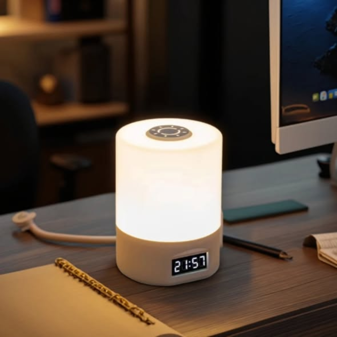 LED Night Lamp with Digital Clock