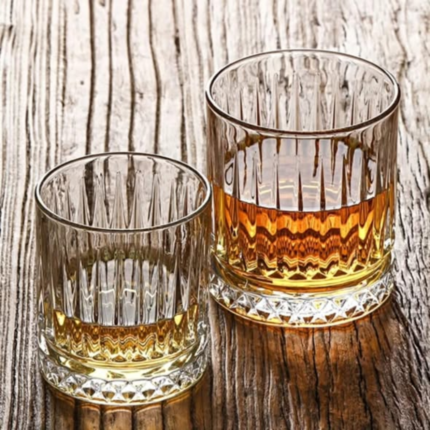 6 Pcs Stripped Crystal Whiskey Glasses