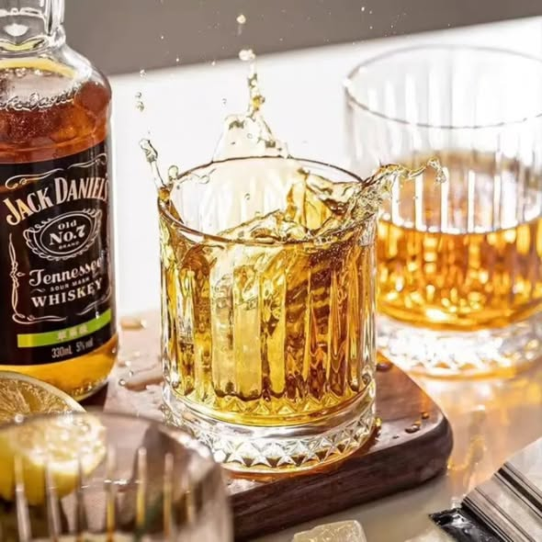 6 Pcs Stripped Crystal Whiskey Glasses
