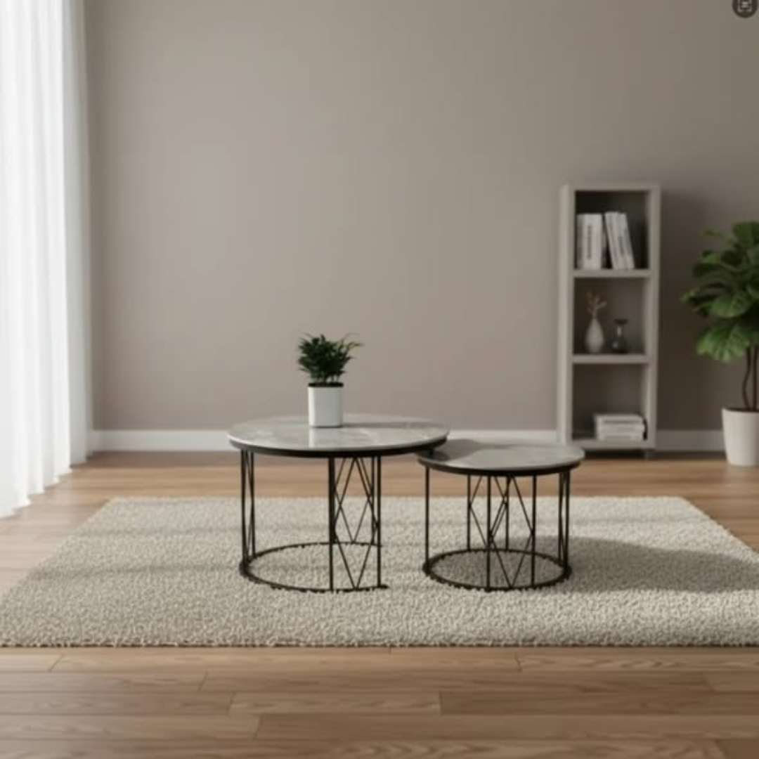 Modern Luxury 2in1 Pure Marble Nesting Tables