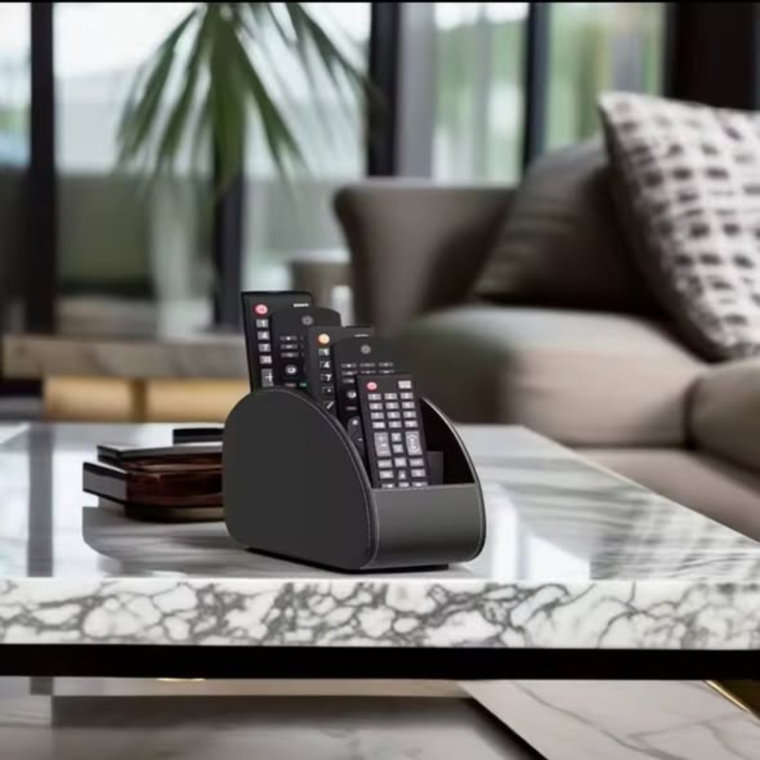 PU Leather Remote Control Holder Storage