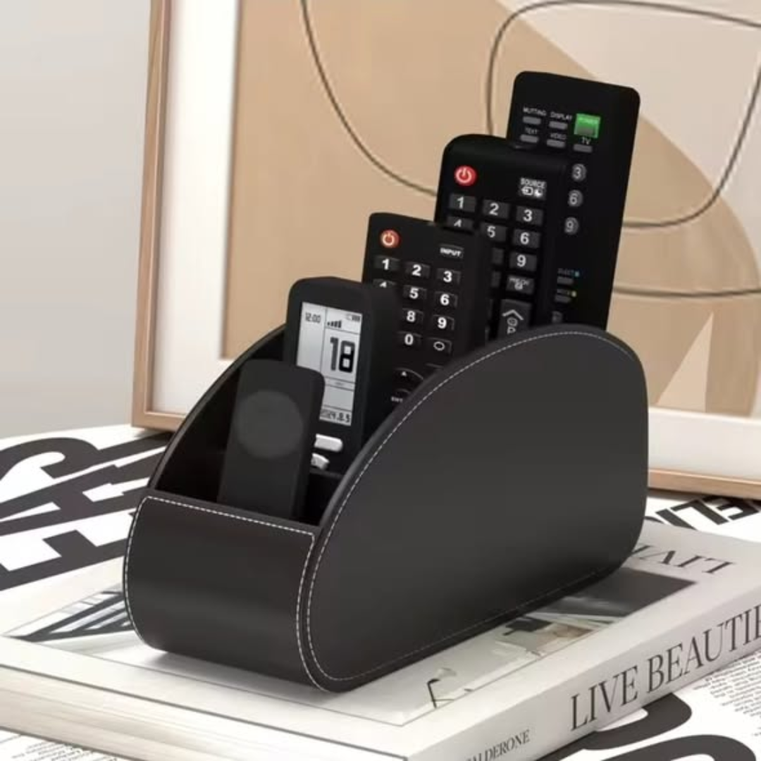 PU Leather Remote Control Holder Storage