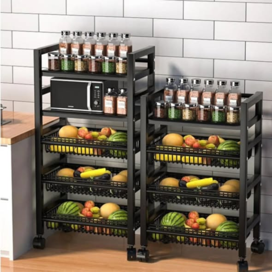 5 Layer kitchen storage rack with lockable Wheels