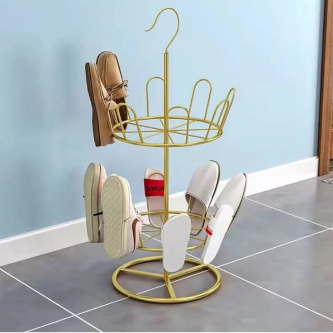 Two-Layer Rotating Iron Shoe Rack