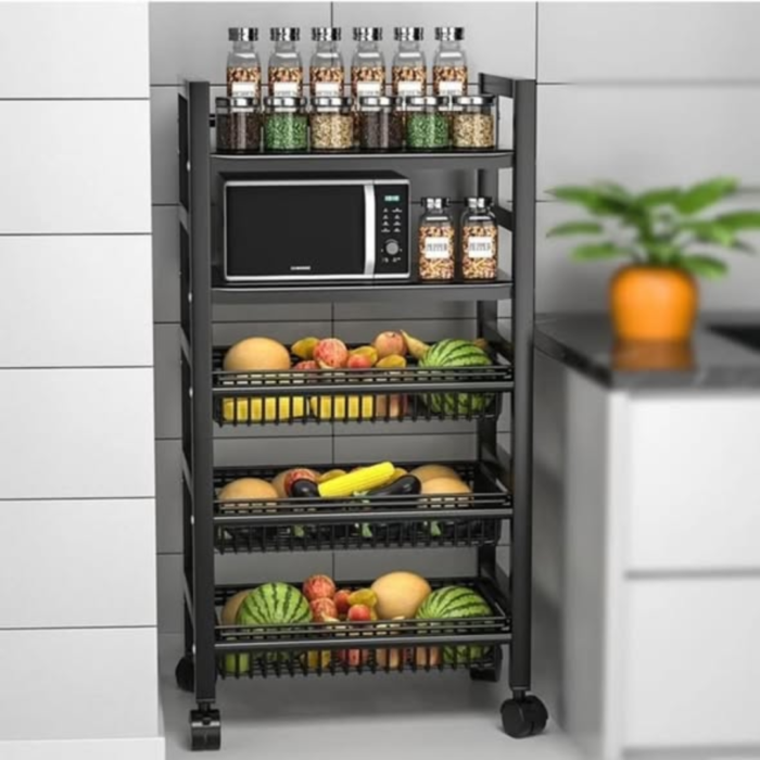 Kitchen Pan Racks Lockable 5 Layer Kitchen Storage Rack With Lockable Wheels - Luvly Household ...
