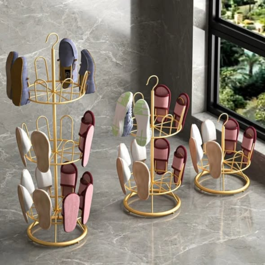 Two-Layer Rotating Iron Shoe Rack