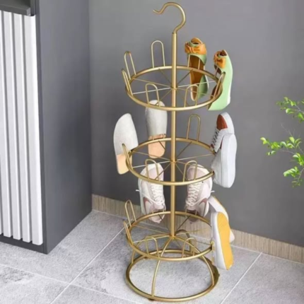 Three-Layer Rotating Iron Shoe Rack