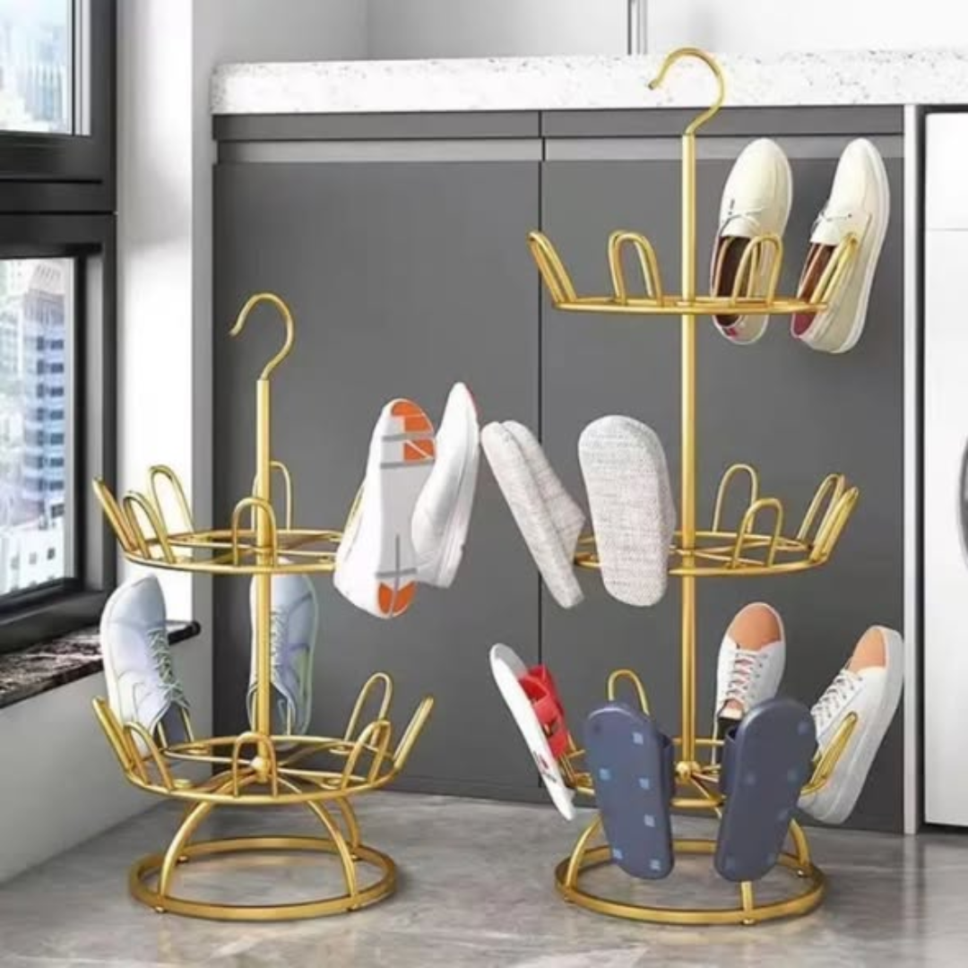 Three-Layer Rotating Iron Shoe Rack